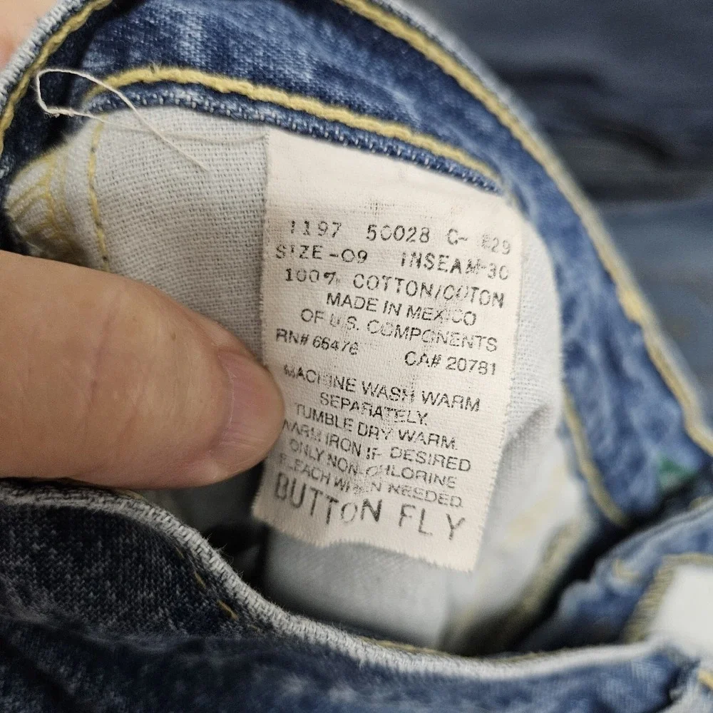 Tommy‎ Jeans Denim Mens 31x30 Blue Straight Leg Button Fly Vintage Flag Logo Y2K
